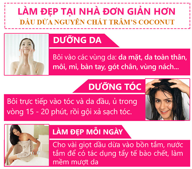 Dầu dừa Bến Tre l&agrave;m đẹp